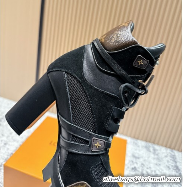 Most Popular Louis Vuitton Star Trail Ankle Boots 9cm in Mesh, Suede & Caflskin LV111826 Black