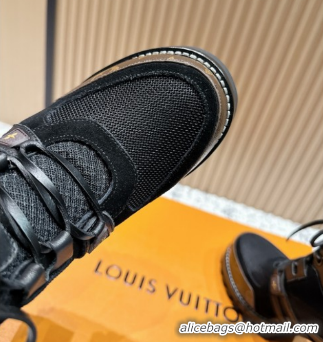 Most Popular Louis Vuitton Star Trail Ankle Boots 9cm in Mesh, Suede & Caflskin LV111826 Black