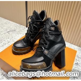 Best Price Louis Vuitton Star Trail Ankle Boots 9cm in Suede & Smooth Caflskin LV111827 Black