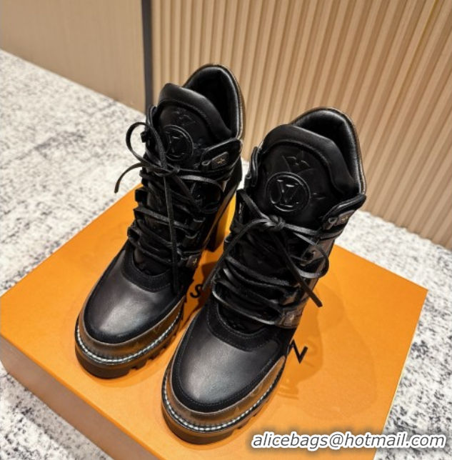 Best Price Louis Vuitton Star Trail Ankle Boots 9cm in Suede & Smooth Caflskin LV111827 Black
