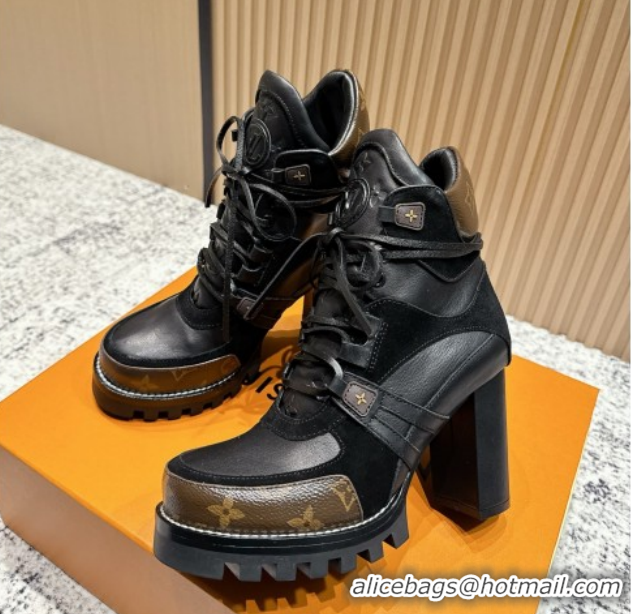 Best Price Louis Vuitton Star Trail Ankle Boots 9cm in Suede & Smooth Caflskin LV111827 Black