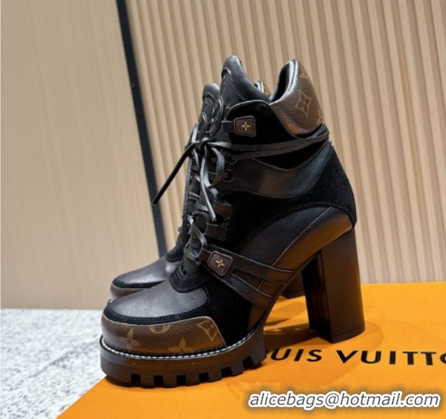 Best Price Louis Vuitton Star Trail Ankle Boots 9cm in Suede & Smooth Caflskin LV111827 Black