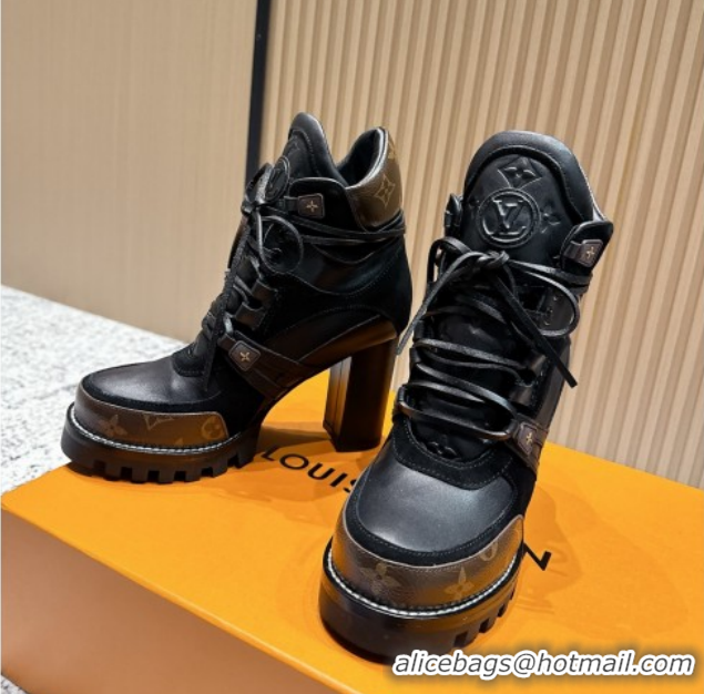 Best Price Louis Vuitton Star Trail Ankle Boots 9cm in Suede & Smooth Caflskin LV111827 Black