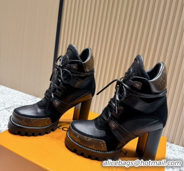 Best Price Louis Vuitton Star Trail Ankle Boots 9cm in Suede & Smooth Caflskin LV111827 Black