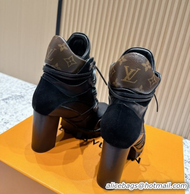 Best Price Louis Vuitton Star Trail Ankle Boots 9cm in Suede & Smooth Caflskin LV111827 Black