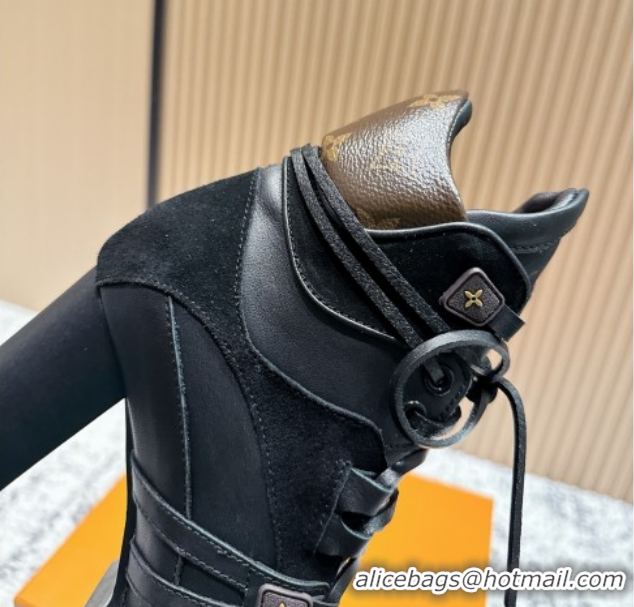 Best Price Louis Vuitton Star Trail Ankle Boots 9cm in Suede & Smooth Caflskin LV111827 Black