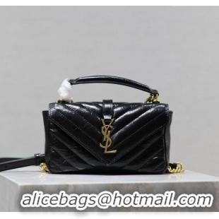 Low Cost Saint Laurent College Mini Chain Bag in Oiled Leather 779430 Black 2025