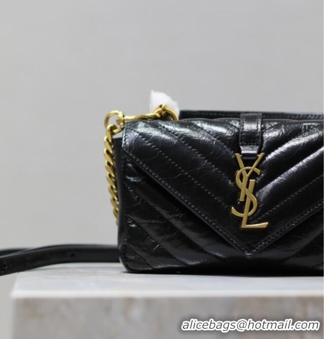 Low Cost Saint Laurent College Mini Chain Bag in Oiled Leather 779430 Black 2025