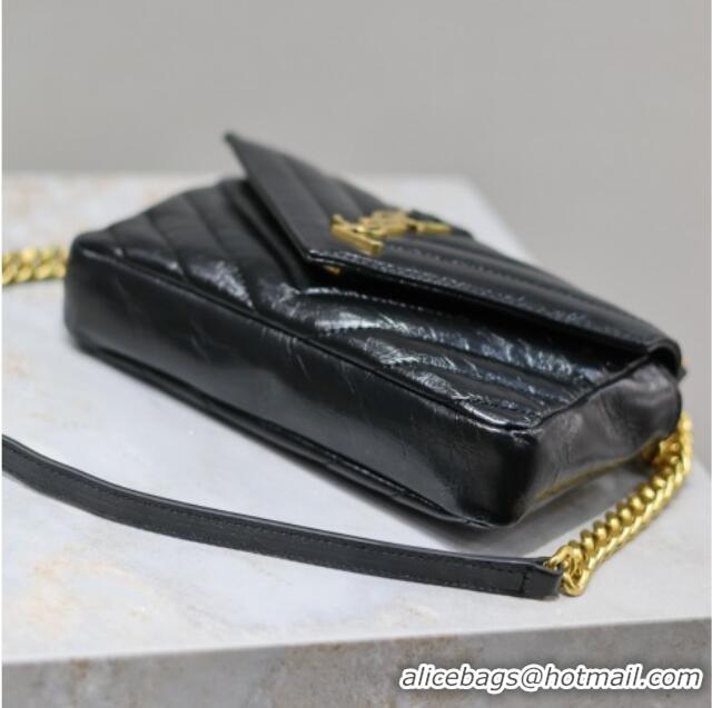 Low Cost Saint Laurent College Mini Chain Bag in Oiled Leather 779430 Black 2025