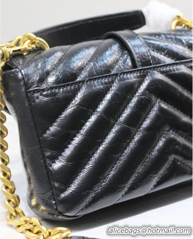 Low Cost Saint Laurent College Mini Chain Bag in Oiled Leather 779430 Black 2025