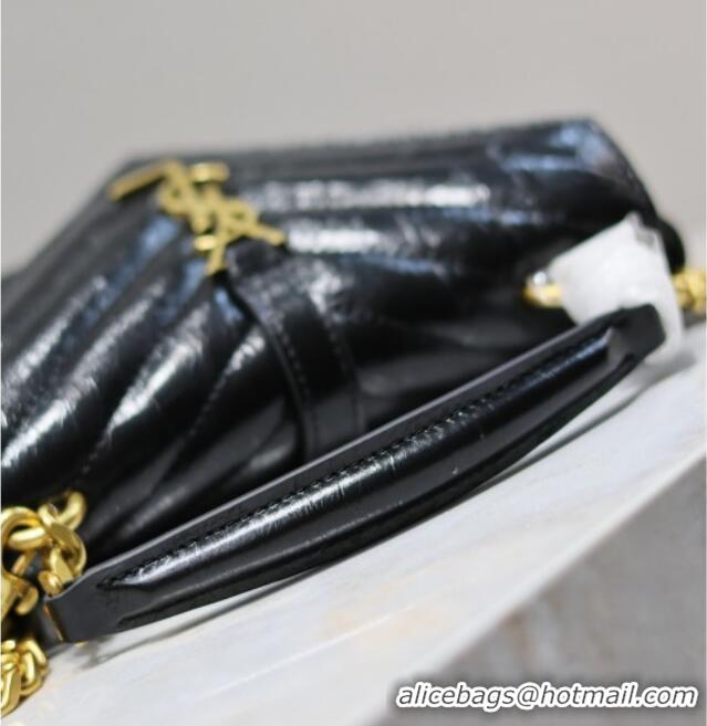 Low Cost Saint Laurent College Mini Chain Bag in Oiled Leather 779430 Black 2025