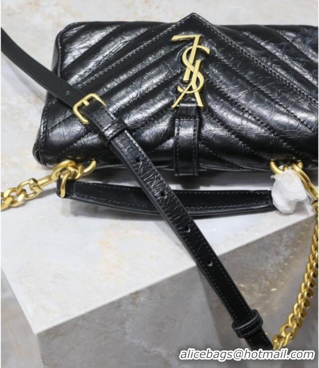 Low Cost Saint Laurent College Mini Chain Bag in Oiled Leather 779430 Black 2025