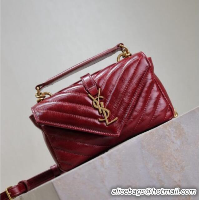 Buy Cheap Saint Laurent College Mini Chain Bag in Oiled Leather 779430 Red 2025