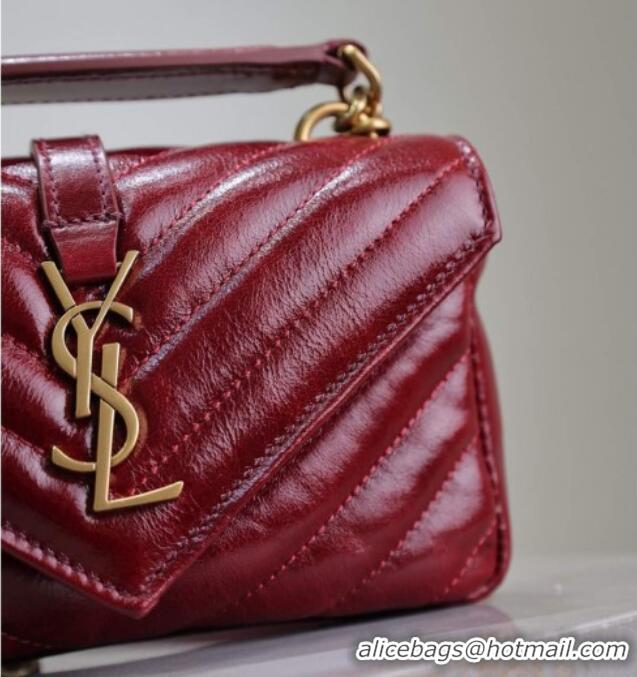 Buy Cheap Saint Laurent College Mini Chain Bag in Oiled Leather 779430 Red 2025