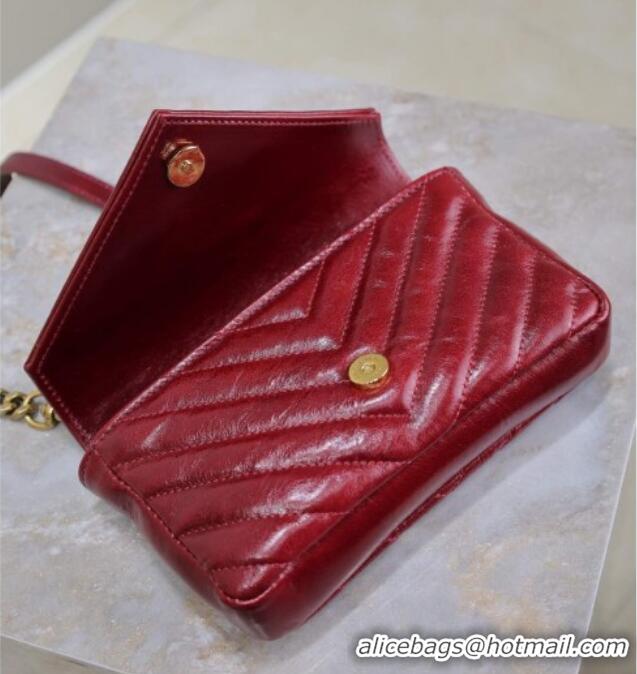 Buy Cheap Saint Laurent College Mini Chain Bag in Oiled Leather 779430 Red 2025