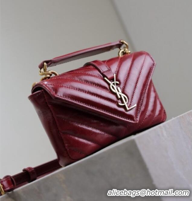 Buy Cheap Saint Laurent College Mini Chain Bag in Oiled Leather 779430 Red 2025