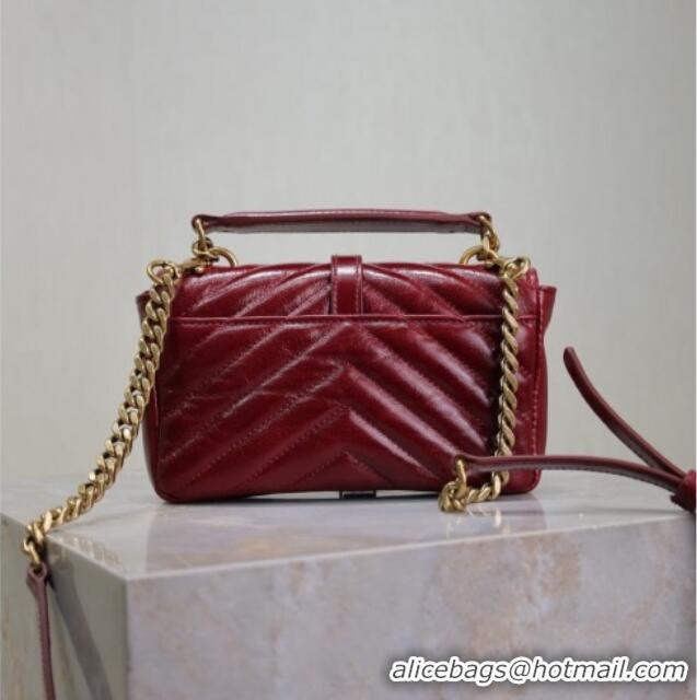 Buy Cheap Saint Laurent College Mini Chain Bag in Oiled Leather 779430 Red 2025