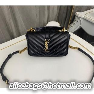 Grade Design Saint Laurent College Mini Chain Bag in Shiny Crackled Leather 779430 Black 2025