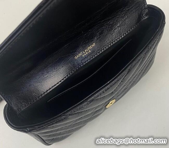 Grade Design Saint Laurent College Mini Chain Bag in Shiny Crackled Leather 779430 Black 2025