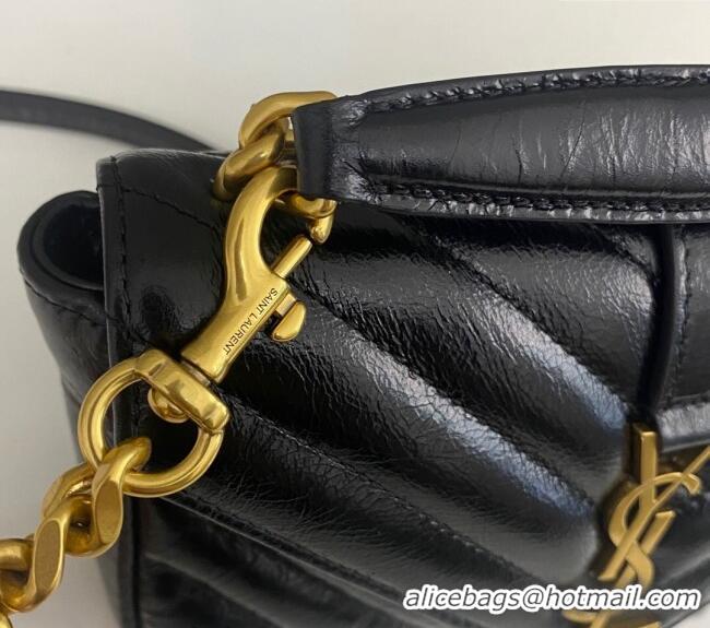 Grade Design Saint Laurent College Mini Chain Bag in Shiny Crackled Leather 779430 Black 2025