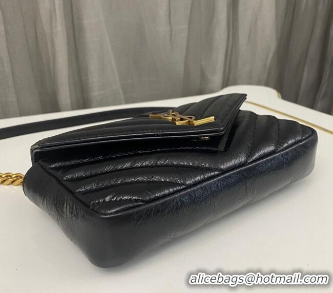 Grade Design Saint Laurent College Mini Chain Bag in Shiny Crackled Leather 779430 Black 2025