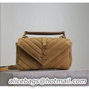 Low Cost Saint Laurent College Mini Chain Bag in Suede 779430 Brown 2025