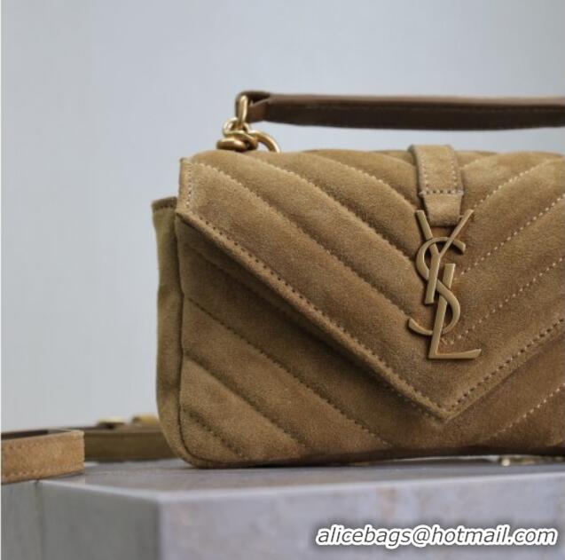 Low Cost Saint Laurent College Mini Chain Bag in Suede 779430 Brown 2025