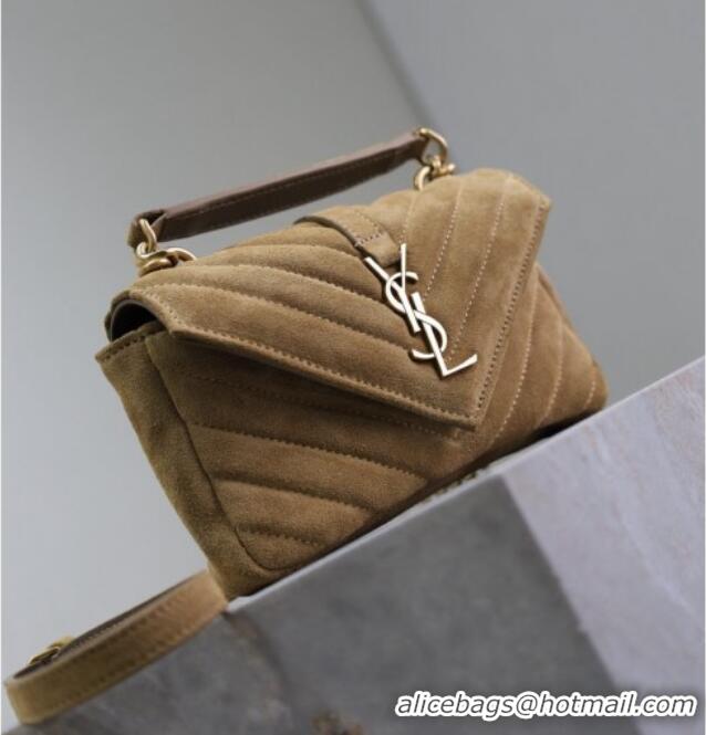 Low Cost Saint Laurent College Mini Chain Bag in Suede 779430 Brown 2025