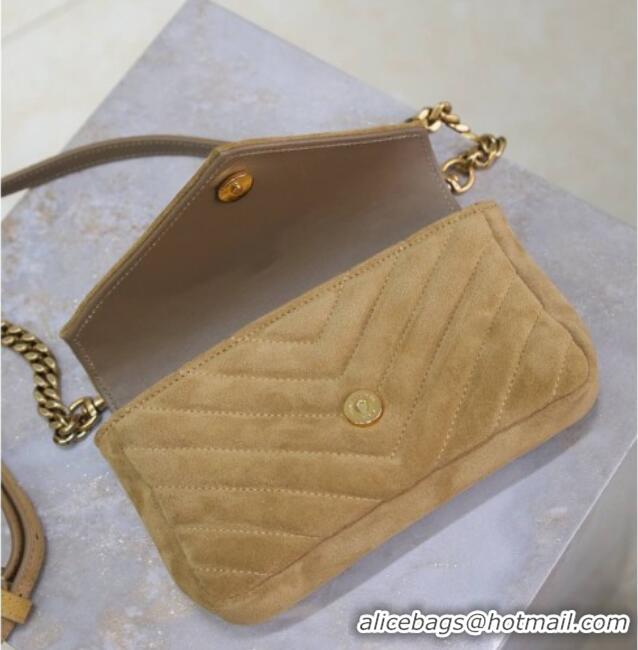 Low Cost Saint Laurent College Mini Chain Bag in Suede 779430 Brown 2025