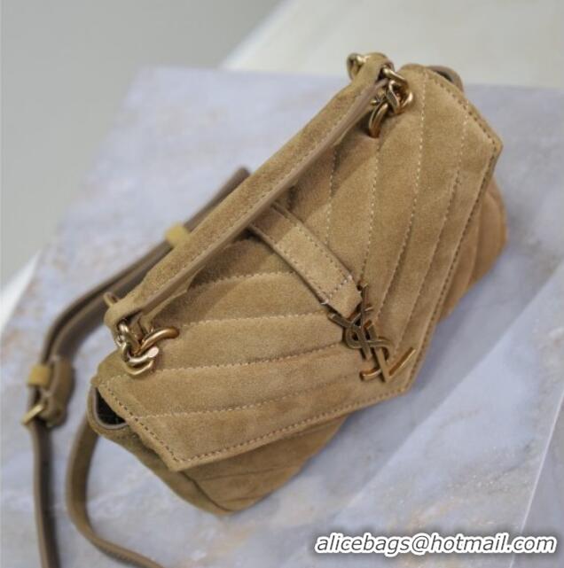 Low Cost Saint Laurent College Mini Chain Bag in Suede 779430 Brown 2025