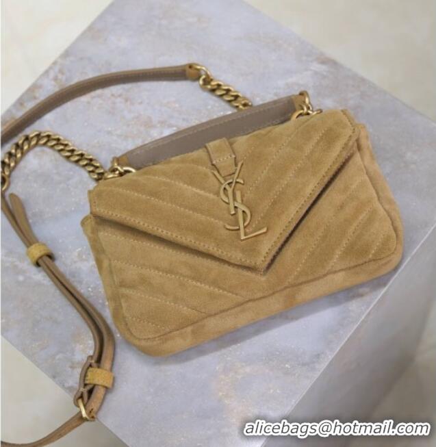 Low Cost Saint Laurent College Mini Chain Bag in Suede 779430 Brown 2025