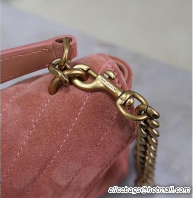 Low Price Saint Laurent College Mini Chain Bag in Suede 779430 Pink 2025