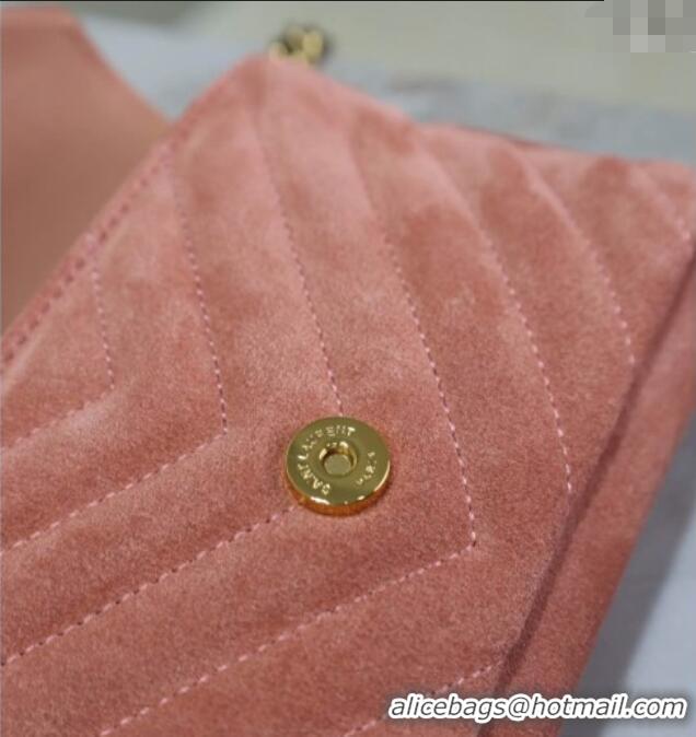 Low Price Saint Laurent College Mini Chain Bag in Suede 779430 Pink 2025