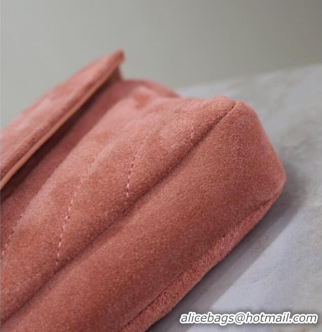 Low Price Saint Laurent College Mini Chain Bag in Suede 779430 Pink 2025