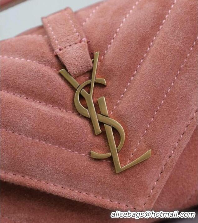 Low Price Saint Laurent College Mini Chain Bag in Suede 779430 Pink 2025