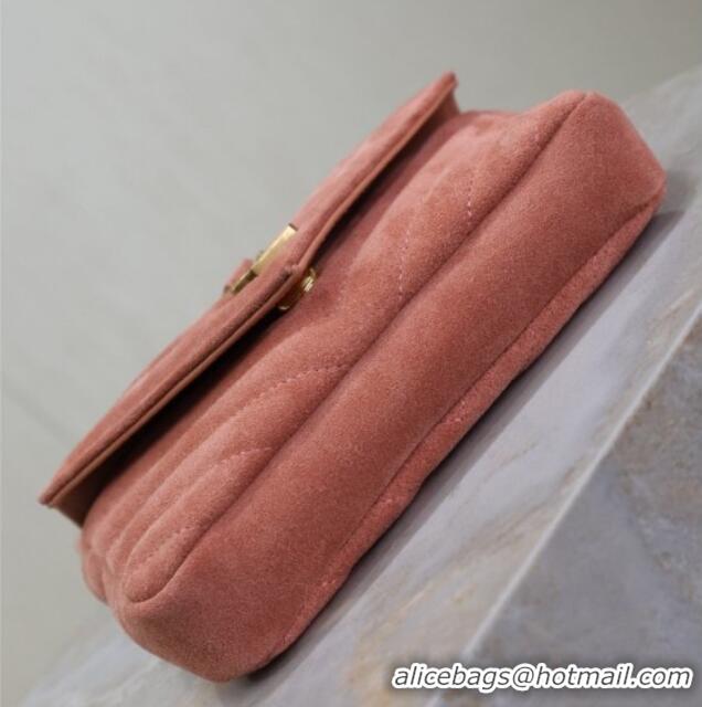 Low Price Saint Laurent College Mini Chain Bag in Suede 779430 Pink 2025