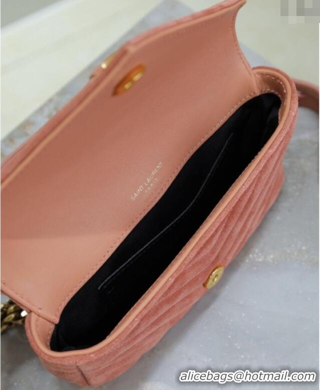 Low Price Saint Laurent College Mini Chain Bag in Suede 779430 Pink 2025