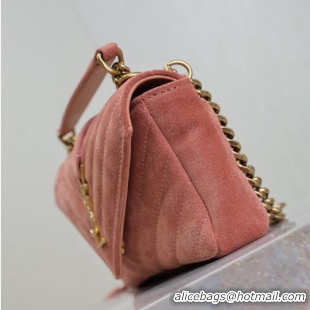 Low Price Saint Laurent College Mini Chain Bag in Suede 779430 Pink 2025