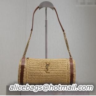 Famous Brand Saint Laurent Sade Mini Tube Bag in Raffia Straw 699704 Beige 2025