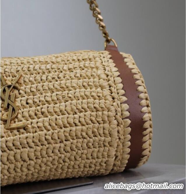 Famous Brand Saint Laurent Sade Mini Tube Bag in Raffia Straw 699704 Beige 2025