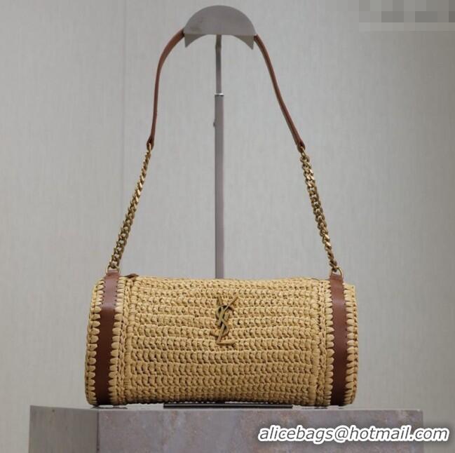 Famous Brand Saint Laurent Sade Mini Tube Bag in Raffia Straw 699704 Beige 2025
