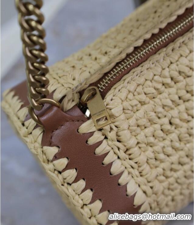 Famous Brand Saint Laurent Sade Mini Tube Bag in Raffia Straw 699704 Beige 2025