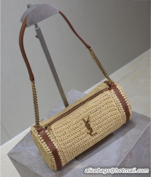 Famous Brand Saint Laurent Sade Mini Tube Bag in Raffia Straw 699704 Beige 2025
