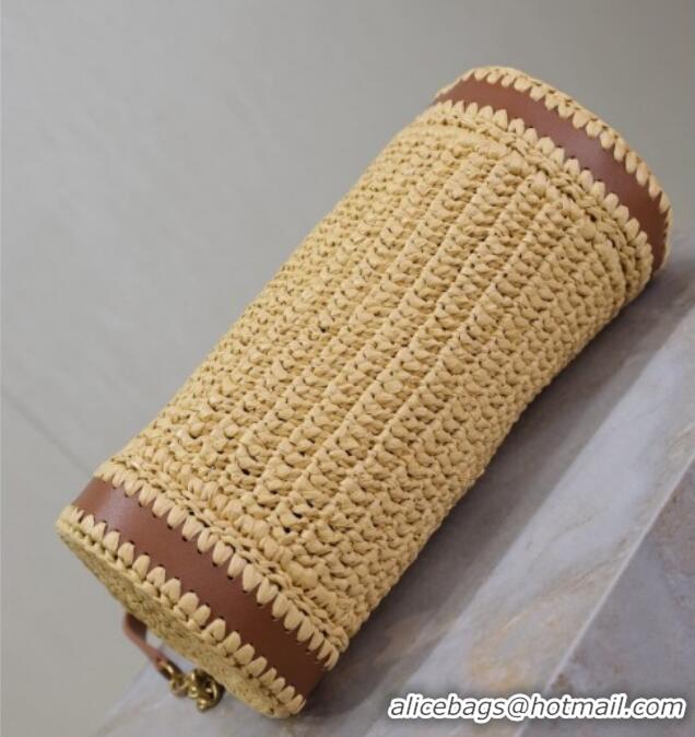 Famous Brand Saint Laurent Sade Mini Tube Bag in Raffia Straw 699704 Beige 2025