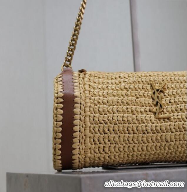 Famous Brand Saint Laurent Sade Mini Tube Bag in Raffia Straw 699704 Beige 2025