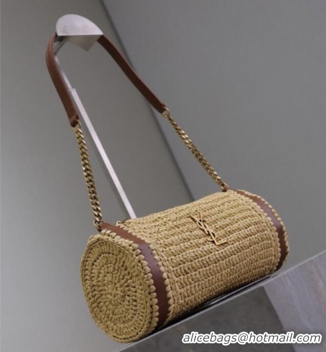Famous Brand Saint Laurent Sade Mini Tube Bag in Raffia Straw 699704 Beige 2025