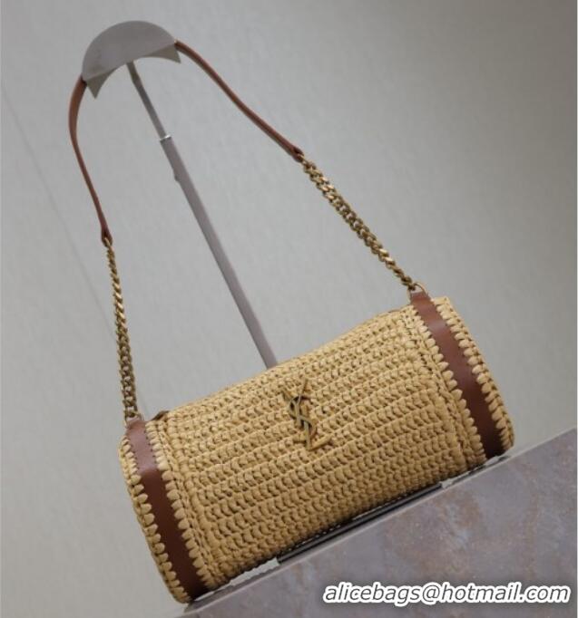 Famous Brand Saint Laurent Sade Mini Tube Bag in Raffia Straw 699704 Beige 2025