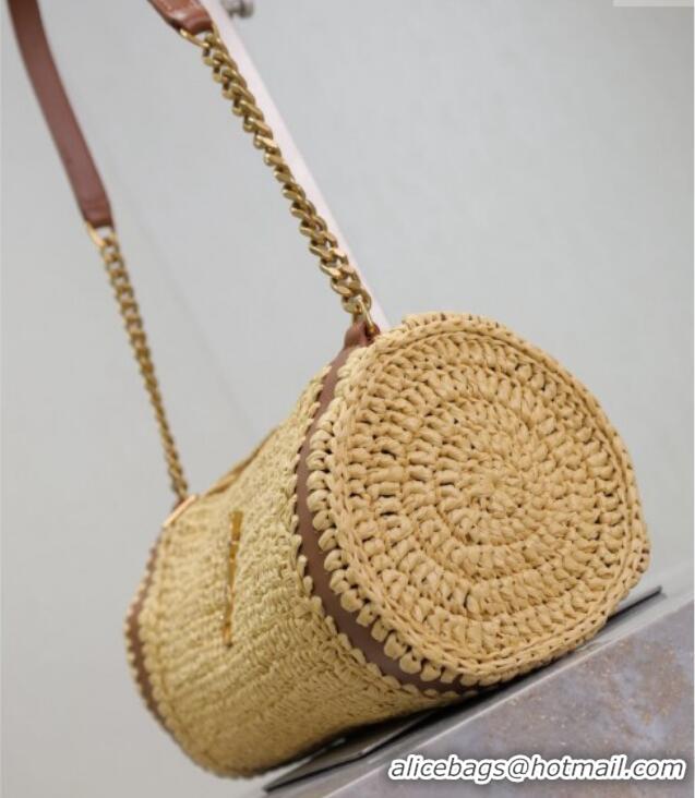 Famous Brand Saint Laurent Sade Mini Tube Bag in Raffia Straw 699704 Beige 2025