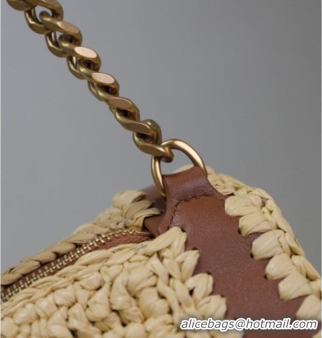 Famous Brand Saint Laurent Sade Mini Tube Bag in Raffia Straw 699704 Beige 2025