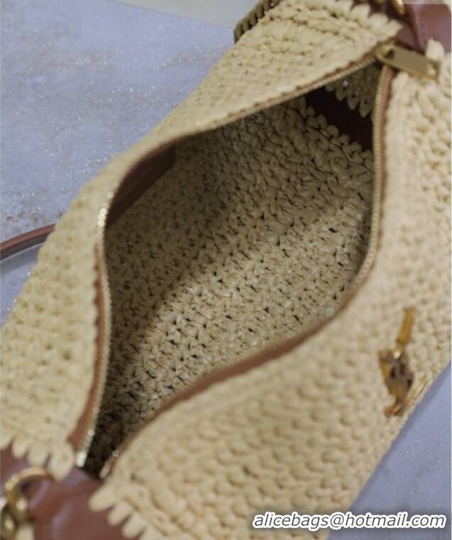 Famous Brand Saint Laurent Sade Mini Tube Bag in Raffia Straw 699704 Beige 2025